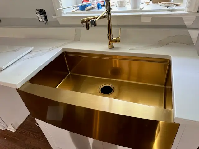 Gold Brushed kitchen sink and faucet